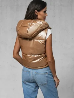 Outlet Damen Weste Gold JS/5M3190/84 Damen Kapuzenwesten | Steppwesten