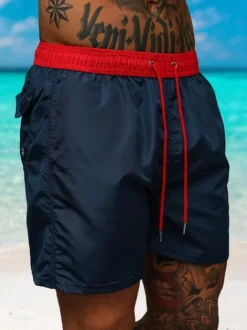 Sale Herren Badeshorts Dunkelblau/Rot JS/17K560/25A Herren Badeshorts