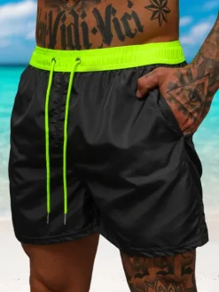 Discount Herren Badeshorts Schwarz/Gelb JS/17K561/5 Herren Badeshorts