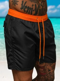 Discount Herren Badeshorts Schwarz/Orange JS/17K561/6 Herren Badeshorts