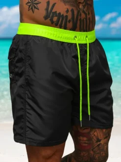 Discount Herren Badeshorts Schwarz/Gelb JS/17K561/5 Herren Badeshorts
