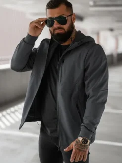 Sale Herren Übergangsjacke Dunkelgrau JS/27B6529/5Z Herren Softshelljacken | Übergangsjacken