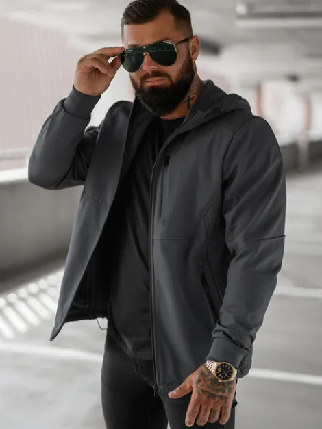 Sale Herren Übergangsjacke Dunkelgrau JS/27B6529/5Z Herren Softshelljacken | Übergangsjacken