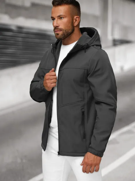 Discount Herren Übergangsjacke Dunkelgrau JS/27B6523/5 Herren Softshelljacken | Übergangsjacken