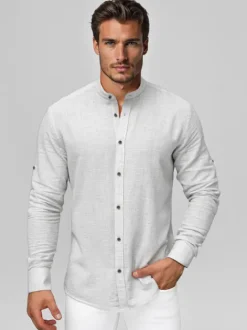 Hot Herren Hemd O/V159 Herren Langarm Hemden | Stehkragenhemden