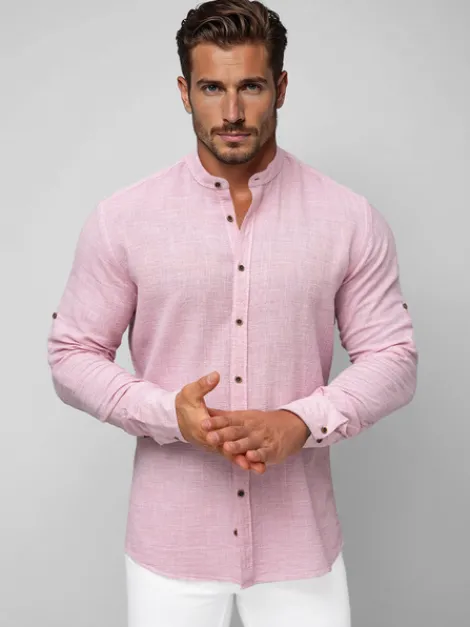 Hot Herren Hemd O/V158 Herren Langarm Hemden | Stehkragenhemden