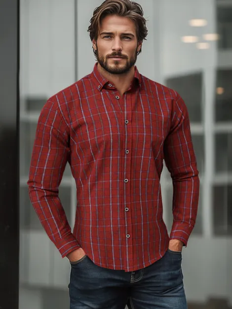 Outlet Herren Hemd O/V127 Herren Langarm Hemden | Kariertehemden