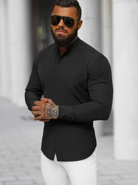 Clearance Herren Hemd O/V111 Herren Langarm Hemden | Stehkragenhemden