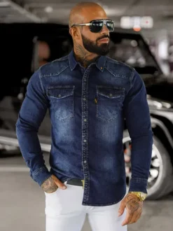Best Herren Jeanshemd O/51410 Herren Langarm Hemden | Jeanshemden
