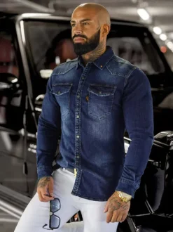 Best Herren Jeanshemd O/51410 Herren Langarm Hemden | Jeanshemden