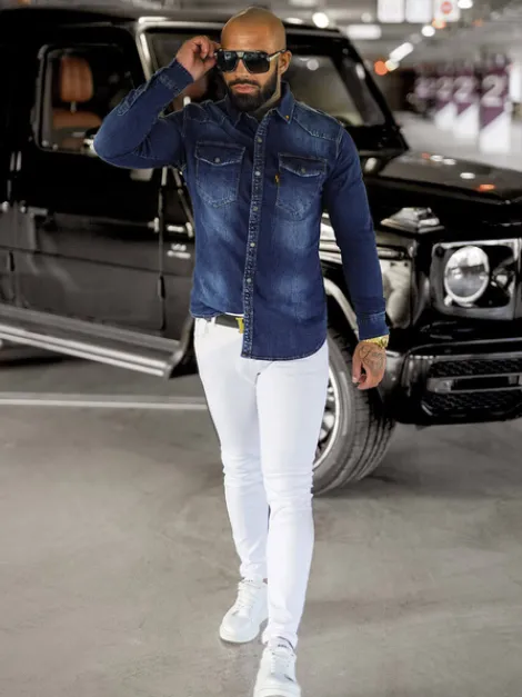 Best Herren Jeanshemd O/51410 Herren Langarm Hemden | Jeanshemden
