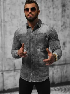 Fashion Herren Jeanshemd NB/MC712G Herren Langarm Hemden | Jeanshemden