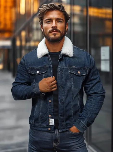 Best Herren Jeansjacke Sherpa NB/MJ517BS Herren Jeansjacken | Übergangsjacken