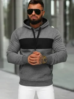 Discount Herren Kapuzenpullover Anthrazit JS/8B1315/5 Herren Sweatshirts Ohne Print | Kapuzenpullover