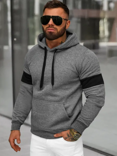 New Herren Kapuzenpullover Anthrazit JS/8B1321/5 Herren Sweatshirts Ohne Print | Kapuzenpullover