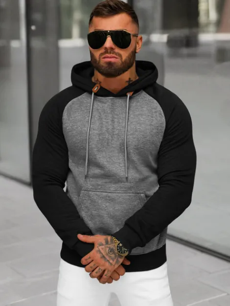 Hot Herren Kapuzenpullover Anthrazit JS/8B157/5 Herren Sweatshirts Ohne Print | Kapuzenpullover