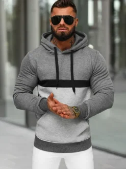 New Herren Kapuzenpullover Anthrazit JS/8B1319/5 Herren Sweatshirts Ohne Print | Kapuzenpullover