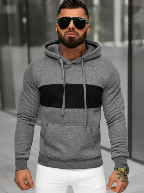 New Herren Kapuzenpullover Anthrazit JS/8B1308/5 Herren Sweatshirts Ohne Print | Kapuzenpullover