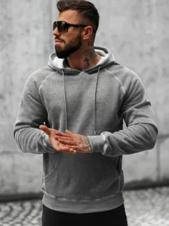 Clearance Herren Kapuzenpullover Anthrazit O/8B152/5 Herren Sweatshirts Ohne Print | Kapuzenpullover