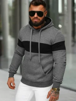 Outlet Herren Kapuzenpullover Anthrazit JS/8B1316/5 Herren Sweatshirts Ohne Print | Kapuzenpullover