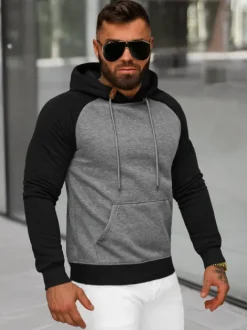 Hot Herren Kapuzenpullover Anthrazit JS/8B157/5 Herren Sweatshirts Ohne Print | Kapuzenpullover