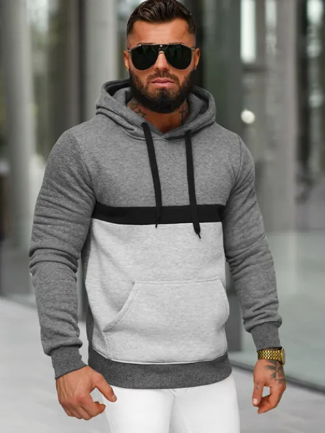 New Herren Kapuzenpullover Anthrazit JS/8B1319/5 Herren Sweatshirts Ohne Print | Kapuzenpullover