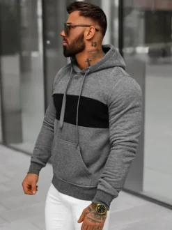 New Herren Kapuzenpullover Anthrazit JS/8B1308/5 Herren Sweatshirts Ohne Print | Kapuzenpullover