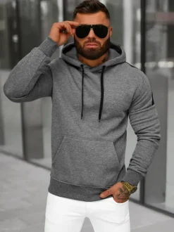 Outlet Herren Kapuzenpullover Anthrazit JS/8B1318/5 Herren Sweatshirts Ohne Print | Kapuzenpullover