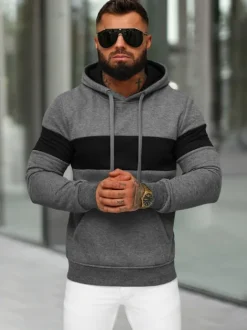 Outlet Herren Kapuzenpullover Anthrazit JS/8B1316/5 Herren Sweatshirts Ohne Print | Kapuzenpullover