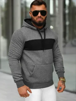 Discount Herren Kapuzenpullover Anthrazit JS/8B1315/5 Herren Sweatshirts Ohne Print | Kapuzenpullover