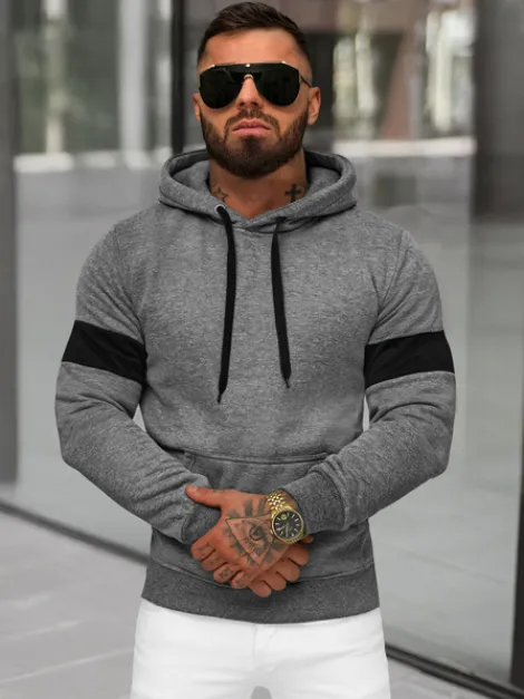 New Herren Kapuzenpullover Anthrazit JS/8B1321/5 Herren Sweatshirts Ohne Print | Kapuzenpullover