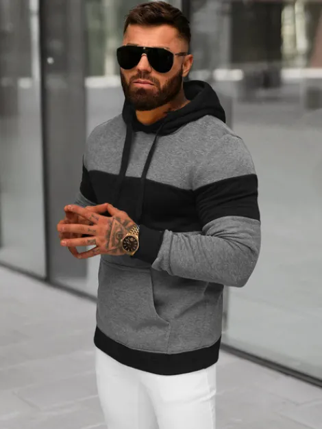 Discount Herren Kapuzenpullover Anthrazit JS/8B1313/5 Herren Sweatshirts Ohne Print | Kapuzenpullover