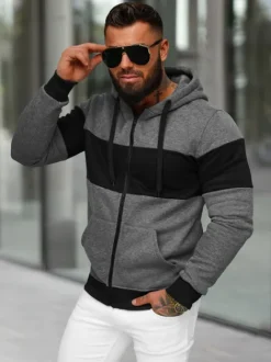 Clearance Herren Kapuzenpullover Anthrazit JS/8B1337/5 Herren Sweatshirts Ohne Print | Kapuzenpullover