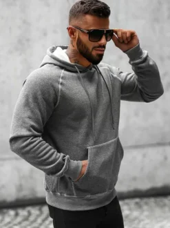 Clearance Herren Kapuzenpullover Anthrazit O/8B152/5 Herren Sweatshirts Ohne Print | Kapuzenpullover