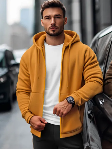 Best Herren Kapuzenpullover Camel JS/2008Z Herren Kapuzenpullover | Sweatjacken