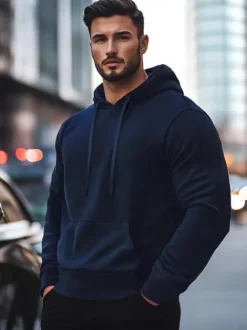 Discount Herren Kapuzenpullover Dunkelblau JS/2009Z Herren Sweatshirts Ohne Print | Kapuzenpullover