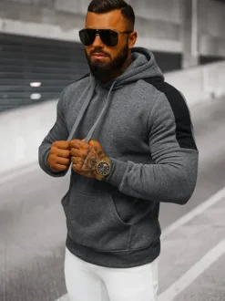 Online Herren Kapuzenpullover Dunkelgrau JS/8B1311/5 Herren Sweatshirts Ohne Print | Kapuzenpullover