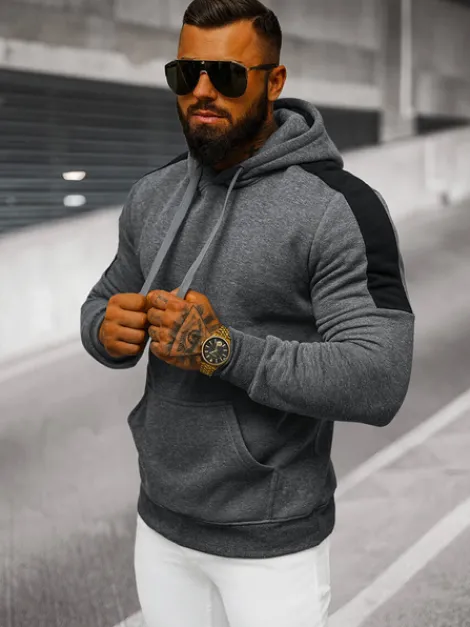 Online Herren Kapuzenpullover Dunkelgrau JS/8B1311/5 Herren Sweatshirts Ohne Print | Kapuzenpullover