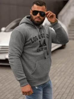 Outlet Herren Kapuzenpullover Dunkelgrau JS/8B1356/5 Herren Sweatshirts Mit Print | Kapuzenpullover