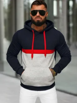 Hot Herren Kapuzenpullover Dunkelblau JS/8B1319/25 Herren Sweatshirts Ohne Print | Kapuzenpullover