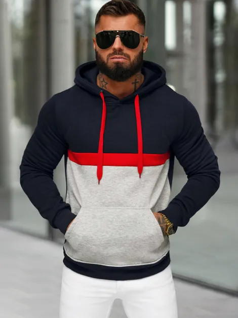 Hot Herren Kapuzenpullover Dunkelblau JS/8B1319/25 Herren Sweatshirts Ohne Print | Kapuzenpullover