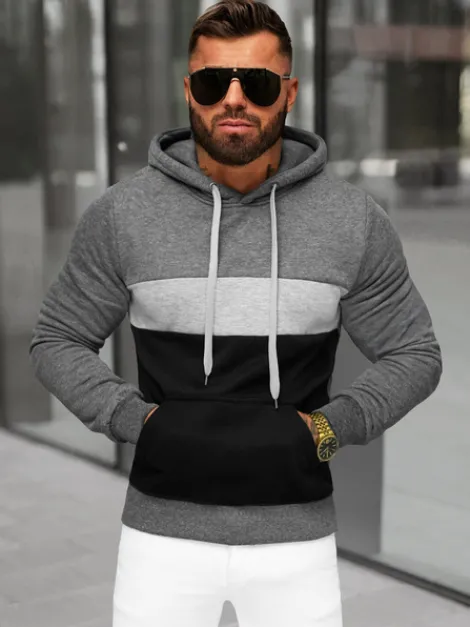 New Herren Kapuzenpullover Dunkelgrau JS/8B1320/5 Herren Sweatshirts Ohne Print | Kapuzenpullover