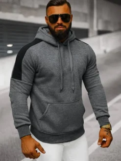 Online Herren Kapuzenpullover Dunkelgrau JS/8B1311/5 Herren Sweatshirts Ohne Print | Kapuzenpullover