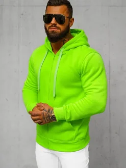 Online Herren Kapuzenpullover Grün-Neon JS/2008Z Herren Kapuzenpullover | Sweatjacken