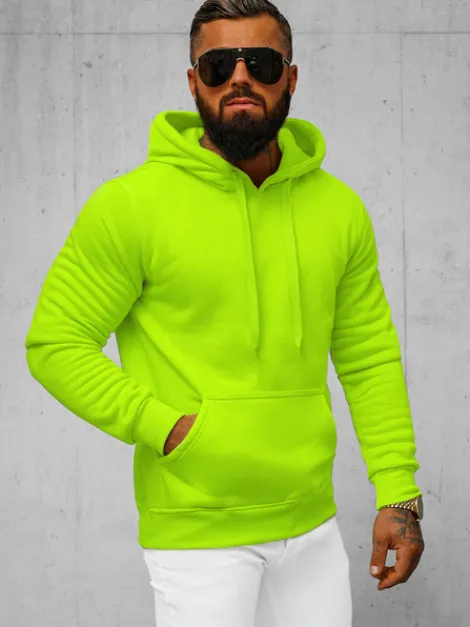 Fashion Herren Kapuzenpullover Grün-Neon JS/2009Z Herren Sweatshirts Ohne Print | Kapuzenpullover