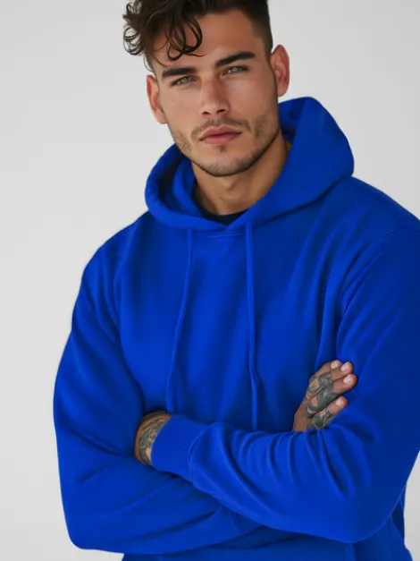 Sale Herren Kapuzenpullover Kobalt JS/2009Z Herren Sweatshirts Ohne Print | Kapuzenpullover
