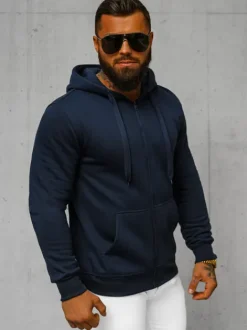 New Herren Kapuzenpullover Marineblau JS/2008Z Herren Sweatjacken | Kapuzenpullover