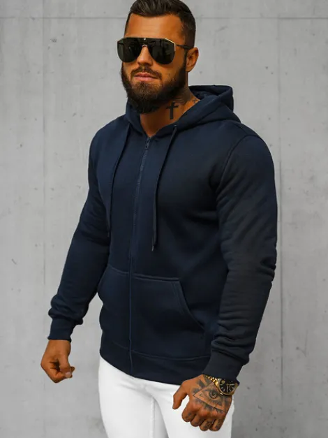 New Herren Kapuzenpullover Marineblau JS/2008Z Herren Sweatjacken | Kapuzenpullover