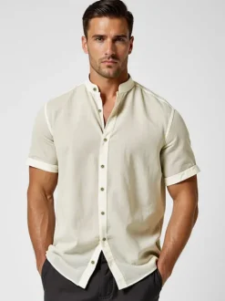 Fashion Herren Kurzarmhemd O/V163 Herren Kurzarmhemden | Stehkragenhemden
