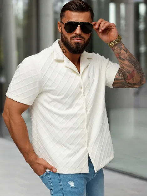 Fashion Herren Kurzarmhemd O/B2257 Herren Kurzarmhemden | Freizeithemden